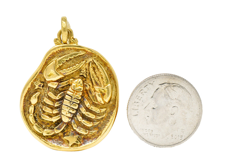 Vintage Scorpio 18k Gold Coin Zodiac Charm