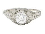 Edwardian 0.95 CTW Diamond Platinum Laurel Foliate Engagement RingRing - Wilson's Estate Jewelry