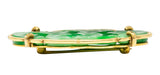 Ming's Retro Jade 14 Karat Yellow Gold Carved Lattice Brooch Wilson's Estate Jewelry