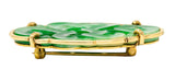 Ming's Retro Jade 14 Karat Yellow Gold Carved Lattice Brooch Wilson's Estate Jewelry