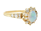 Victorian Opal Diamond 18 Karat Yellow Gold Cluster Gemstone Ring Wilson's Estate Jewelry
