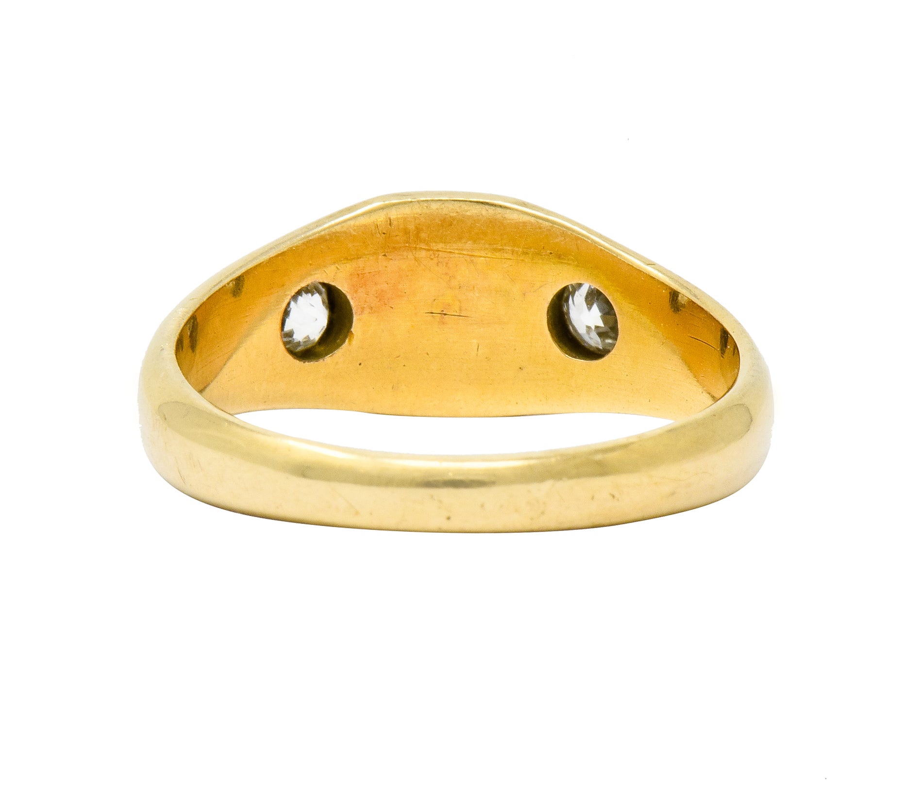 Victorian Pearl Diamond 14 Karat Gold Three Stone Gypsy Ring - Wilson's Estate Jewelry