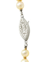 1930's Art Deco 0.50 CTW Diamond Pearl Platinum Strand NecklaceNecklace - Wilson's Estate Jewelry