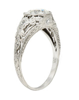Antique 1.75 CTW Diamond Platinum Floral Laurel Engagement Ring Wilson's Estate Jewelry
