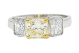 Contemporary 2.76 CTW Fancy Yellow & White Diamond 18 Karat Gold Platinum RingRing - Wilson's Estate Jewelry