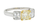 Contemporary 2.76 CTW Fancy Yellow & White Diamond 18 Karat Gold Platinum RingRing - Wilson's Estate Jewelry