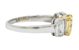 Contemporary 2.76 CTW Fancy Yellow & White Diamond 18 Karat Gold Platinum RingRing - Wilson's Estate Jewelry