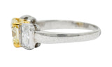 Contemporary 2.76 CTW Fancy Yellow & White Diamond 18 Karat Gold Platinum RingRing - Wilson's Estate Jewelry