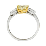 Contemporary 2.76 CTW Fancy Yellow & White Diamond 18 Karat Gold Platinum RingRing - Wilson's Estate Jewelry