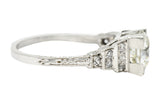 Art Deco Old European 1.82 CTW Diamond Platinum Stepped Engagement Ring GIA Wilson's Estate Jewelry