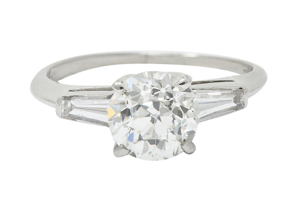 1950's Mid-Century 1.81 CTW Diamond Platinum Engagement Ring GIARing - Wilson's Estate Jewelry