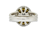Charles Krypell No Heat Ceylon Sapphire White & Fancy Yellow Diamond Platinum RingRing - Wilson's Estate Jewelry