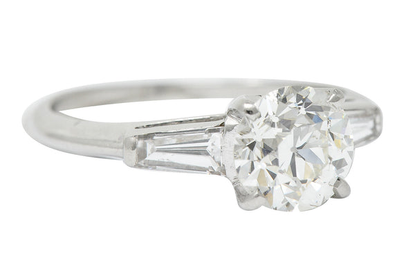 1950's Mid-Century 1.81 CTW Diamond Platinum Engagement Ring GIARing - Wilson's Estate Jewelry