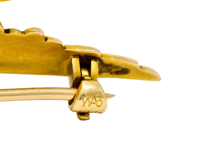 Wordley Allsopp & Bliss Art Nouveau Pearl 14 Karat Gold Eagle Brooch - Wilson's Estate Jewelry