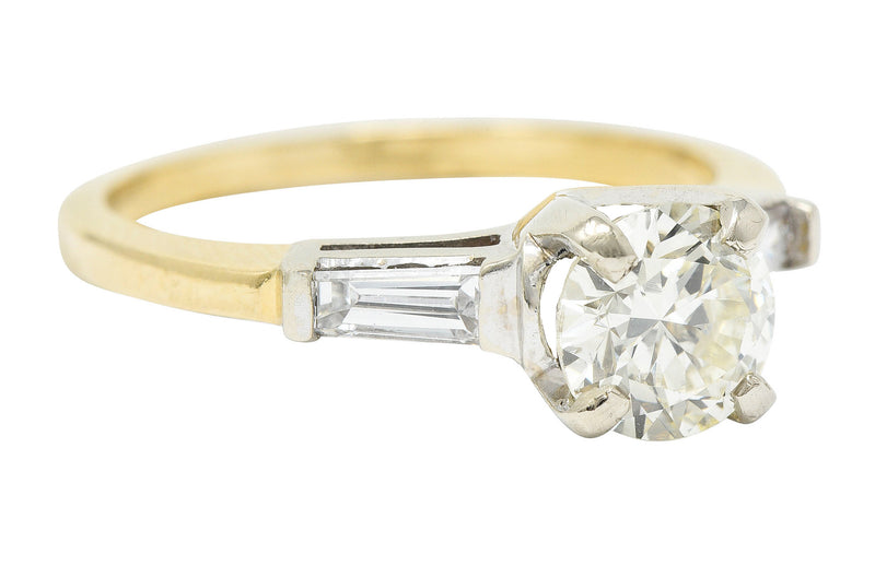 1950's Mid-Century 1.11 CTW Diamond 14 Karat Two-Tone Engagement Ring GIARing - Wilson's Estate Jewelry