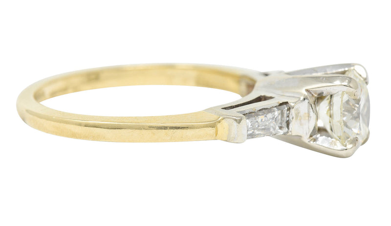 1950's Mid-Century 1.11 CTW Diamond 14 Karat Two-Tone Engagement Ring GIARing - Wilson's Estate Jewelry