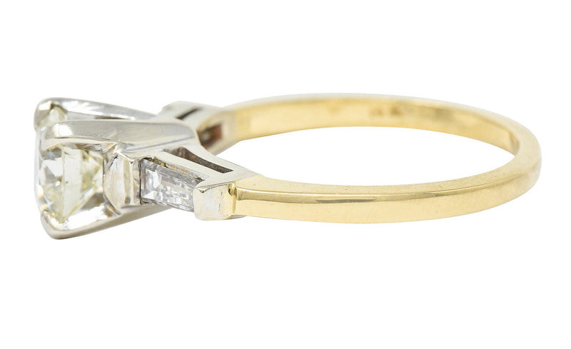 1950's Mid-Century 1.11 CTW Diamond 14 Karat Two-Tone Engagement Ring GIARing - Wilson's Estate Jewelry