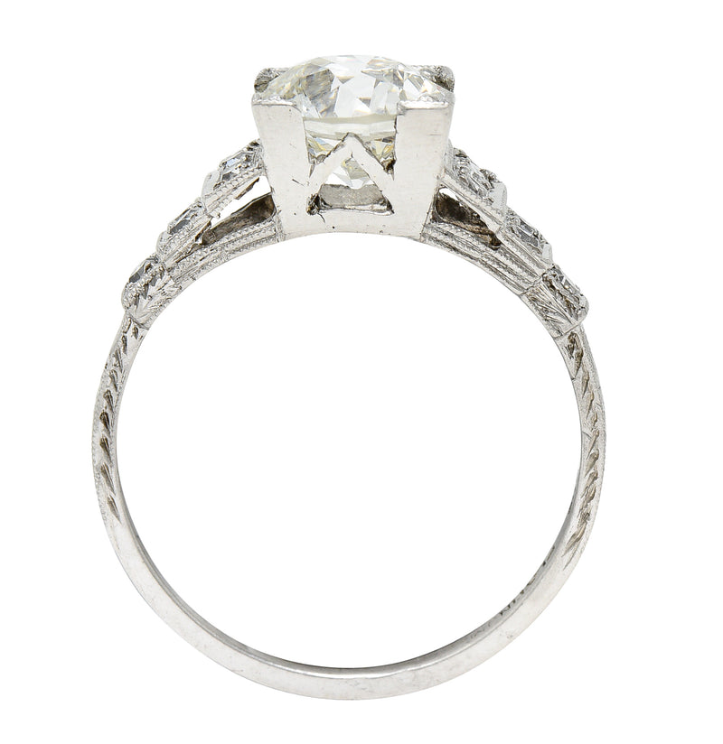 Art Deco Old European 1.82 CTW Diamond Platinum Stepped Engagement Ring GIA Wilson's Estate Jewelry