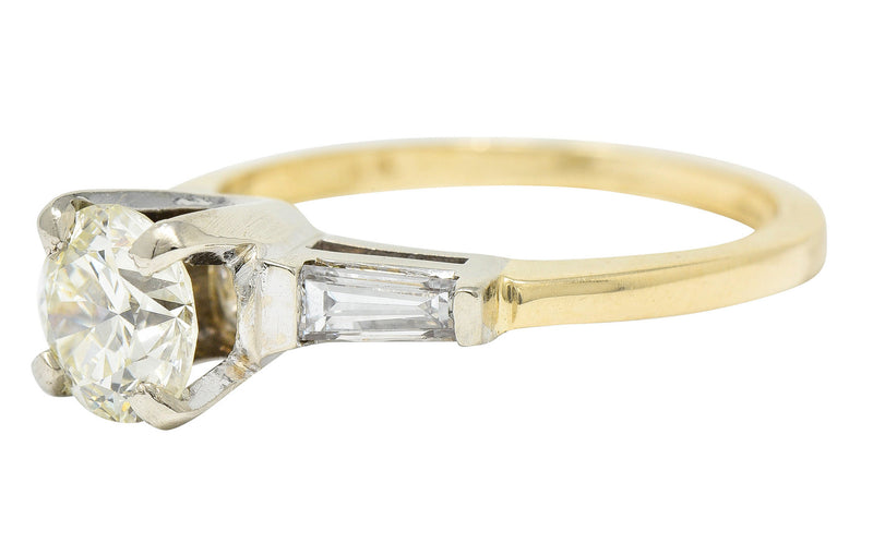 1950's Mid-Century 1.11 CTW Diamond 14 Karat Two-Tone Engagement Ring GIARing - Wilson's Estate Jewelry