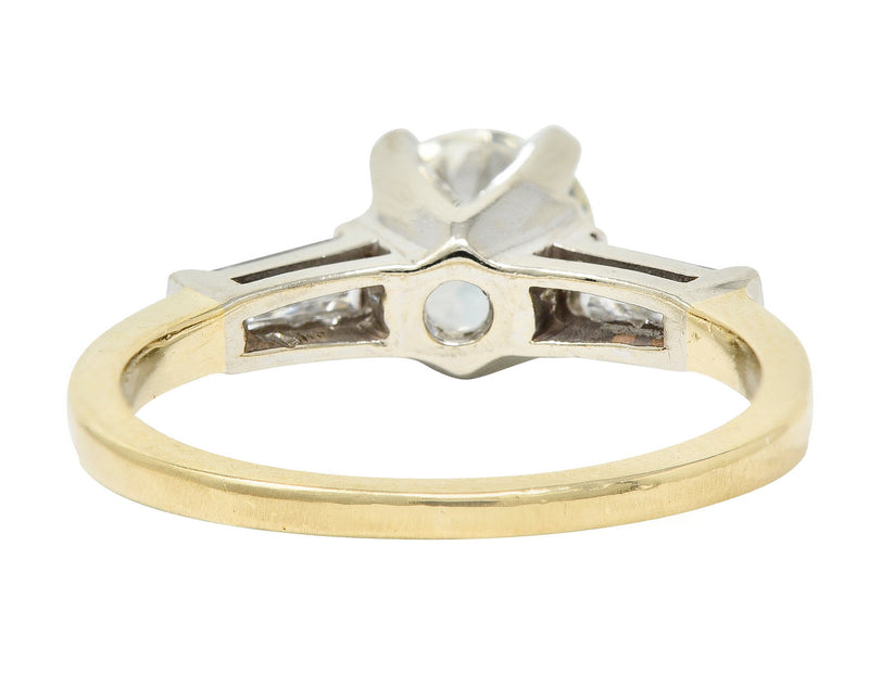 1950's Mid-Century 1.11 CTW Diamond 14 Karat Two-Tone Engagement Ring GIARing - Wilson's Estate Jewelry