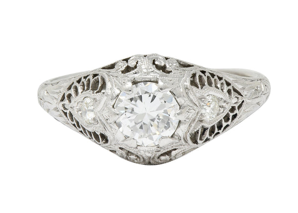 Edwardian 0.60 CTW Diamond Platinum Filigree Engagement RingRing - Wilson's Estate Jewelry