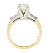1950's Mid-Century 1.11 CTW Diamond 14 Karat Two-Tone Engagement Ring GIARing - Wilson's Estate Jewelry