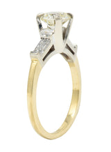 1950's Mid-Century 1.11 CTW Diamond 14 Karat Two-Tone Engagement Ring GIARing - Wilson's Estate Jewelry
