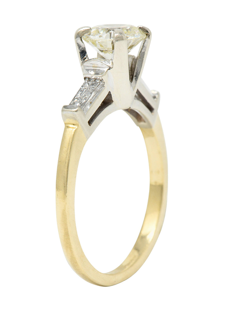 1950's Mid-Century 1.11 CTW Diamond 14 Karat Two-Tone Engagement Ring GIARing - Wilson's Estate Jewelry