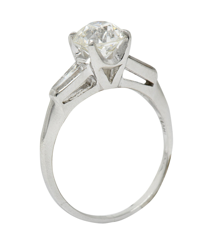 1950's Mid-Century 1.81 CTW Diamond Platinum Engagement Ring GIARing - Wilson's Estate Jewelry