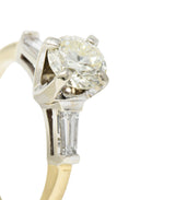 1950's Mid-Century 1.11 CTW Diamond 14 Karat Two-Tone Engagement Ring GIARing - Wilson's Estate Jewelry