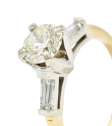 1950's Mid-Century 1.11 CTW Diamond 14 Karat Two-Tone Engagement Ring GIARing - Wilson's Estate Jewelry