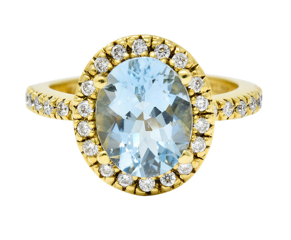 Lovely 2.73 CTW Aquamarine Diamond 18 Karat Gold Gemstone RingRing - Wilson's Estate Jewelry