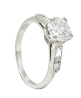 Mid-Century Transitional Cut 1.60 CTW Diamond Platinum Knife Edge Engagement Ring GIA Wilson's Estate Jewelry
