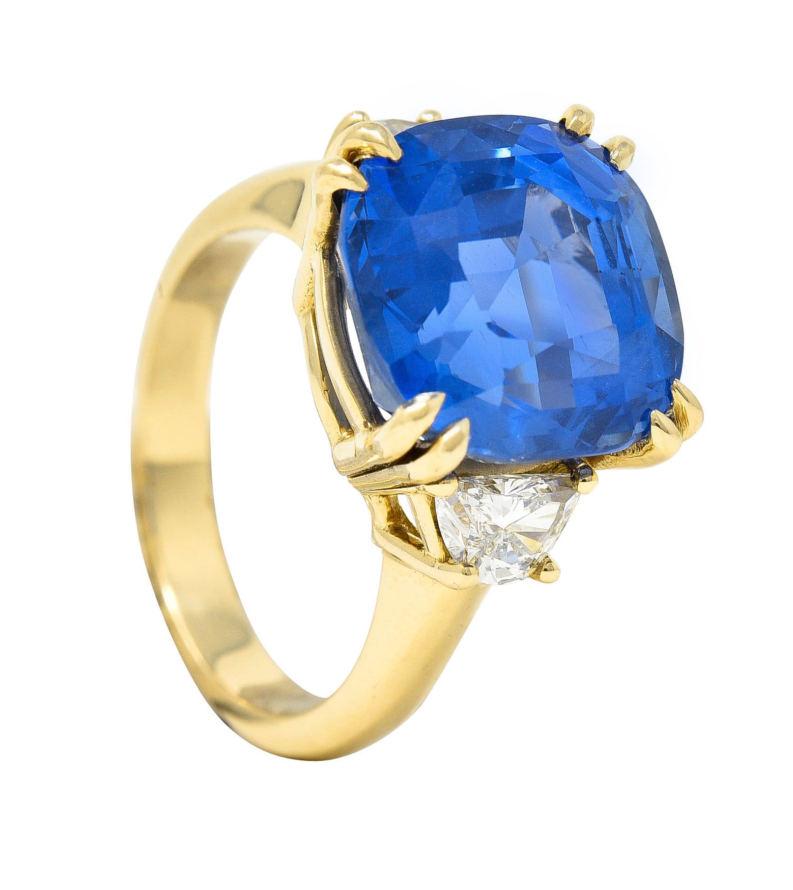 Vivid 11.25 CTW Ceylon No Heat Sapphire Diamond 14 Karat Gold Statement Ring AGLRing - Wilson's Estate Jewelry