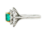 1950's Tiffany & Co. 2.45 CTW Emerald Diamond Platinum Cluster RingRing - Wilson's Estate Jewelry