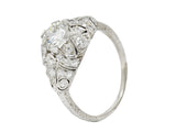 Edwardian 1.95 CTW Diamond Platinum Scrolled Engagement Ring GIARing - Wilson's Estate Jewelry