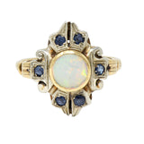 1920's Art Deco Opal Sapphire 10 Karat Two-Tone Gold Cluster RingRing - Wilson's Estate Jewelry