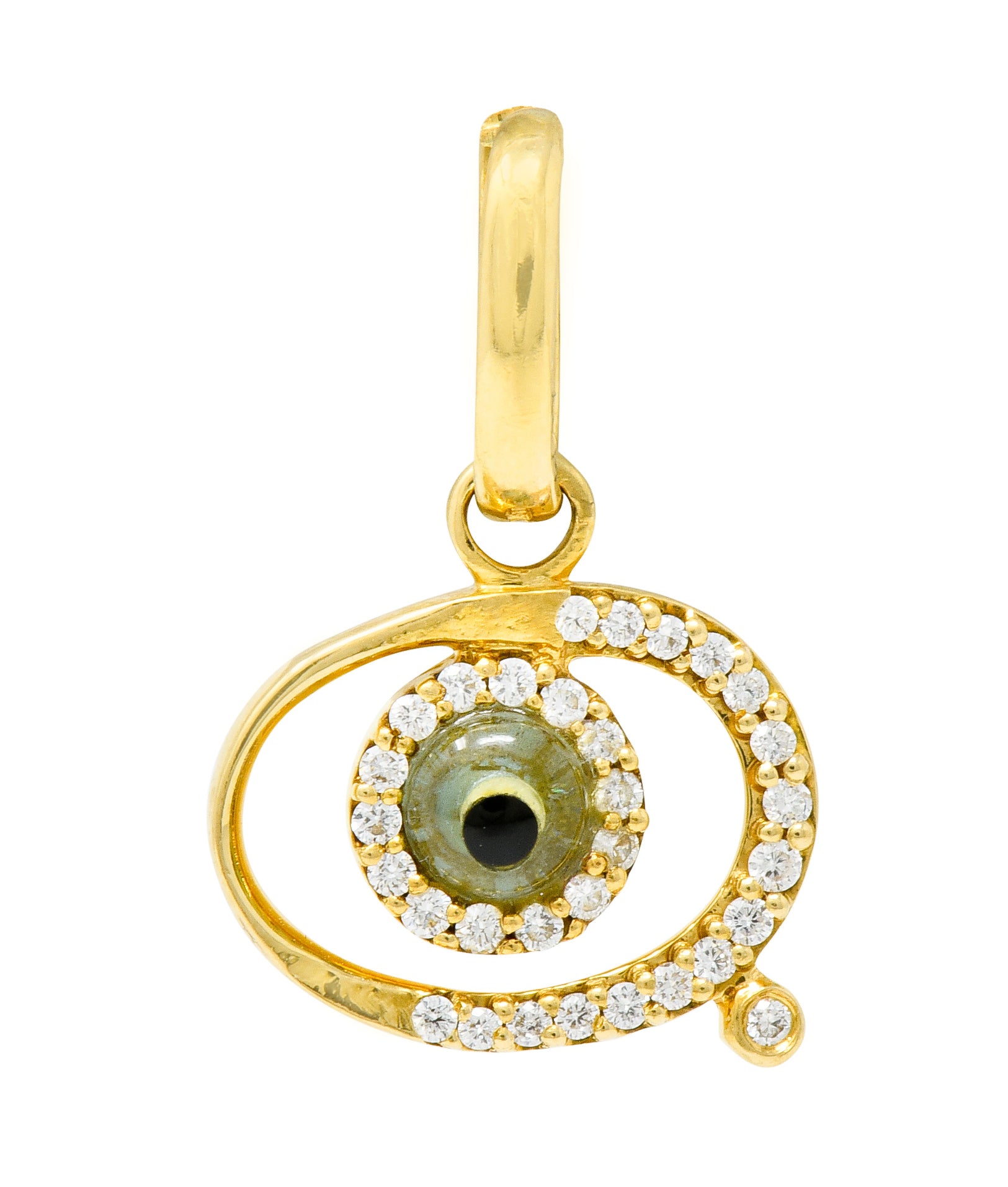 Protective Contemporary Diamond 18 Karat Gold Evil Eye Charm | Wilson's ...