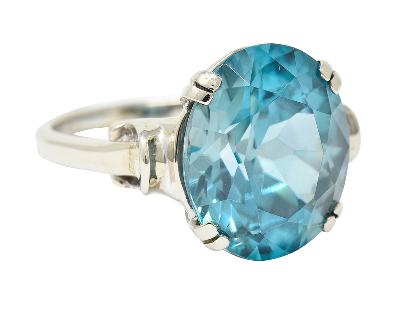 Retro Blue Zircon 14 Karat White Gold Gemstone RingRing - Wilson's Estate Jewelry