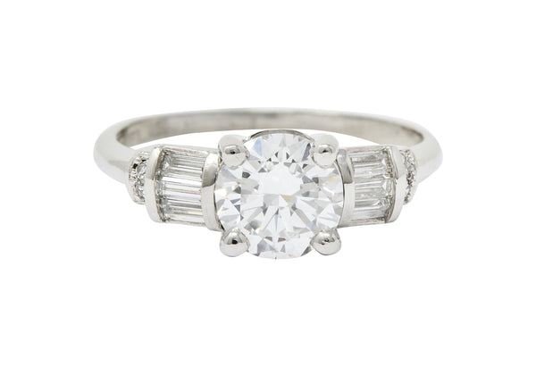 1950’s 1.32 CTW Diamond Platinum Engagement Ring GIA Circa 1950Ring - Wilson's Estate Jewelry