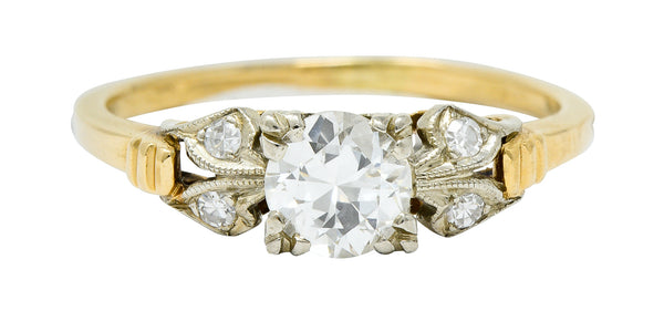 Retro 0.51 CTW Diamond 14 Karat Two-Tone Gold Engagement RingRing - Wilson's Estate Jewelry