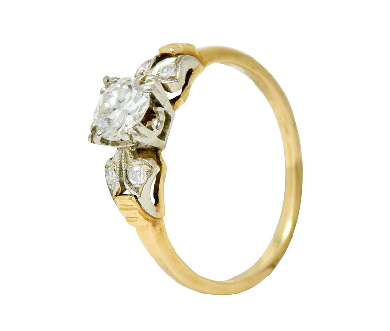 Retro 0.51 CTW Diamond 14 Karat Two-Tone Gold Engagement RingRing - Wilson's Estate Jewelry