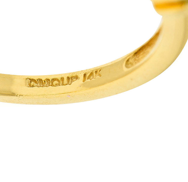 Vintage Tsavorite Garnet 14 Karat Yellow Gold Wave Band Ring Wilson's Estate Jewelry