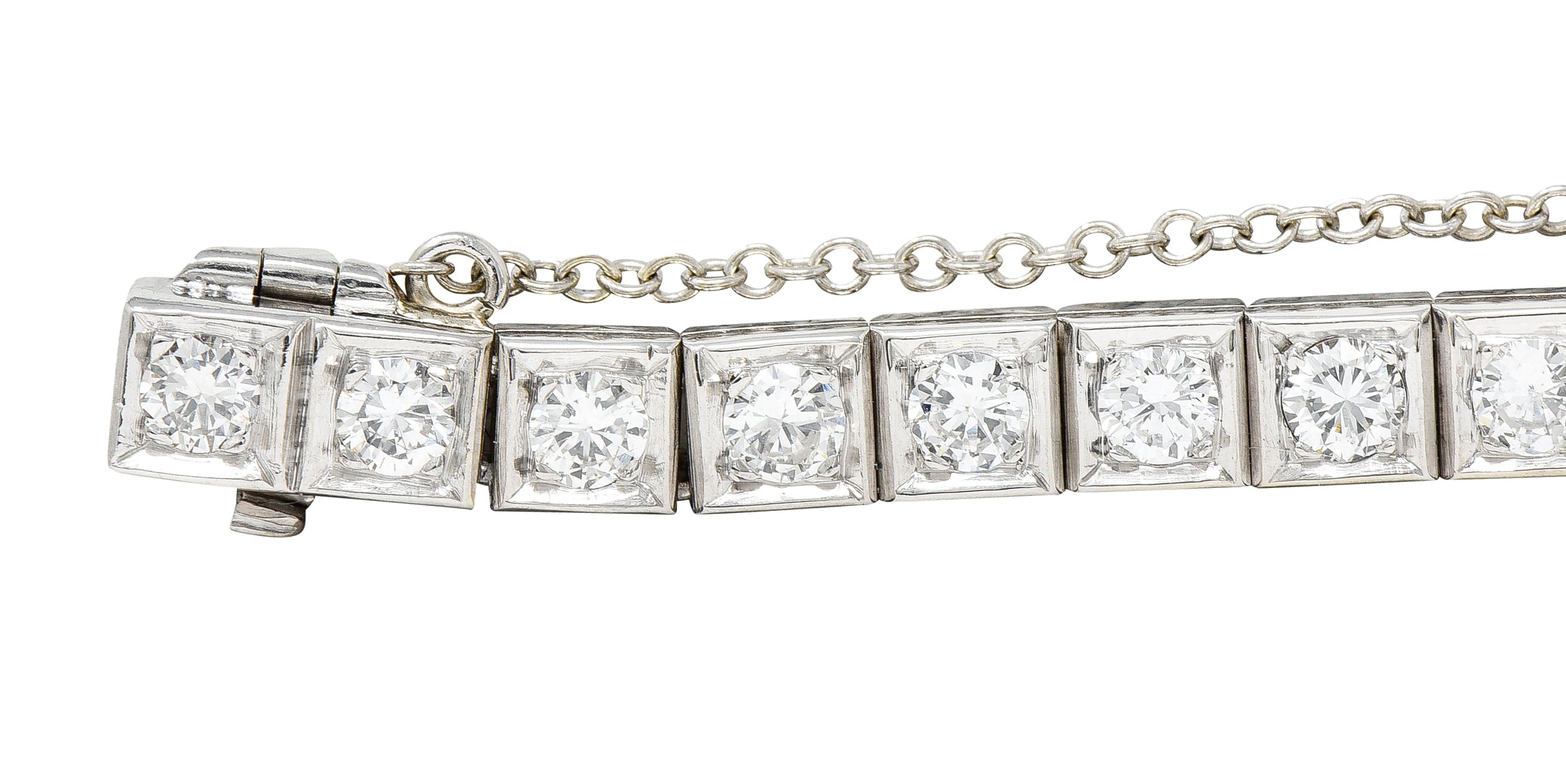 Vintage 4.00 Diamond 14 Karat White Gold Line Bracelet Wilson's Estate Jewelry