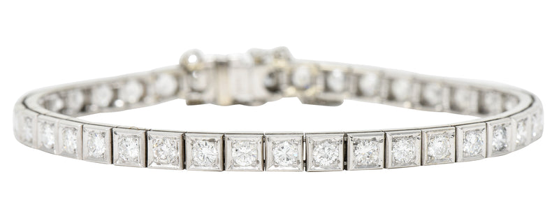 Vintage 4.00 Diamond 14 Karat White Gold Line Bracelet Wilson's Estate Jewelry