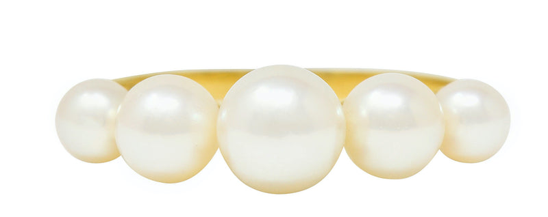 Mikimoto Vintage Cultured Pearl 18 Karat Gold Band RingRing - Wilson's Estate Jewelry