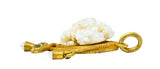 Victorian Baroque Pearl Demantoid Garnet 18 Karat Gold Snake Pendant Charmcharm - Wilson's Estate Jewelry