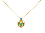 1920's Egyptian Revival Diamond Enamel 14 Karat Gold Serpent Pendant NecklaceNecklace - Wilson's Estate Jewelry