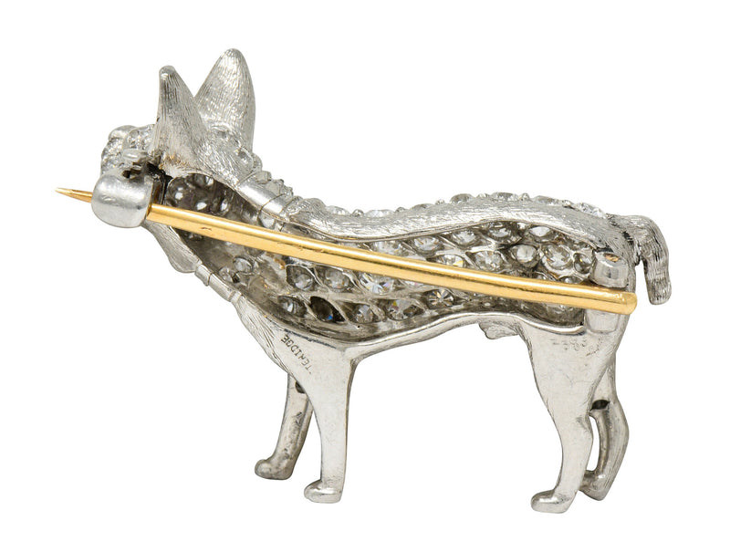 Edwardian Pave Diamond Platinum French Bulldog BroochBrooch - Wilson's Estate Jewelry