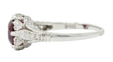 Vintage 2.44 CTW Burma Ruby Diamond Platinum Heart Ring AGLRing - Wilson's Estate Jewelry